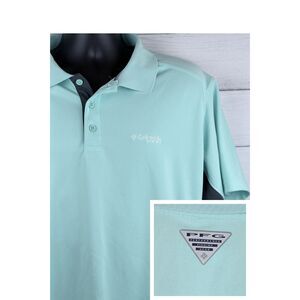 Columbia PFG Omni Shade Polo Shirt XL Aqua Performance Fishing